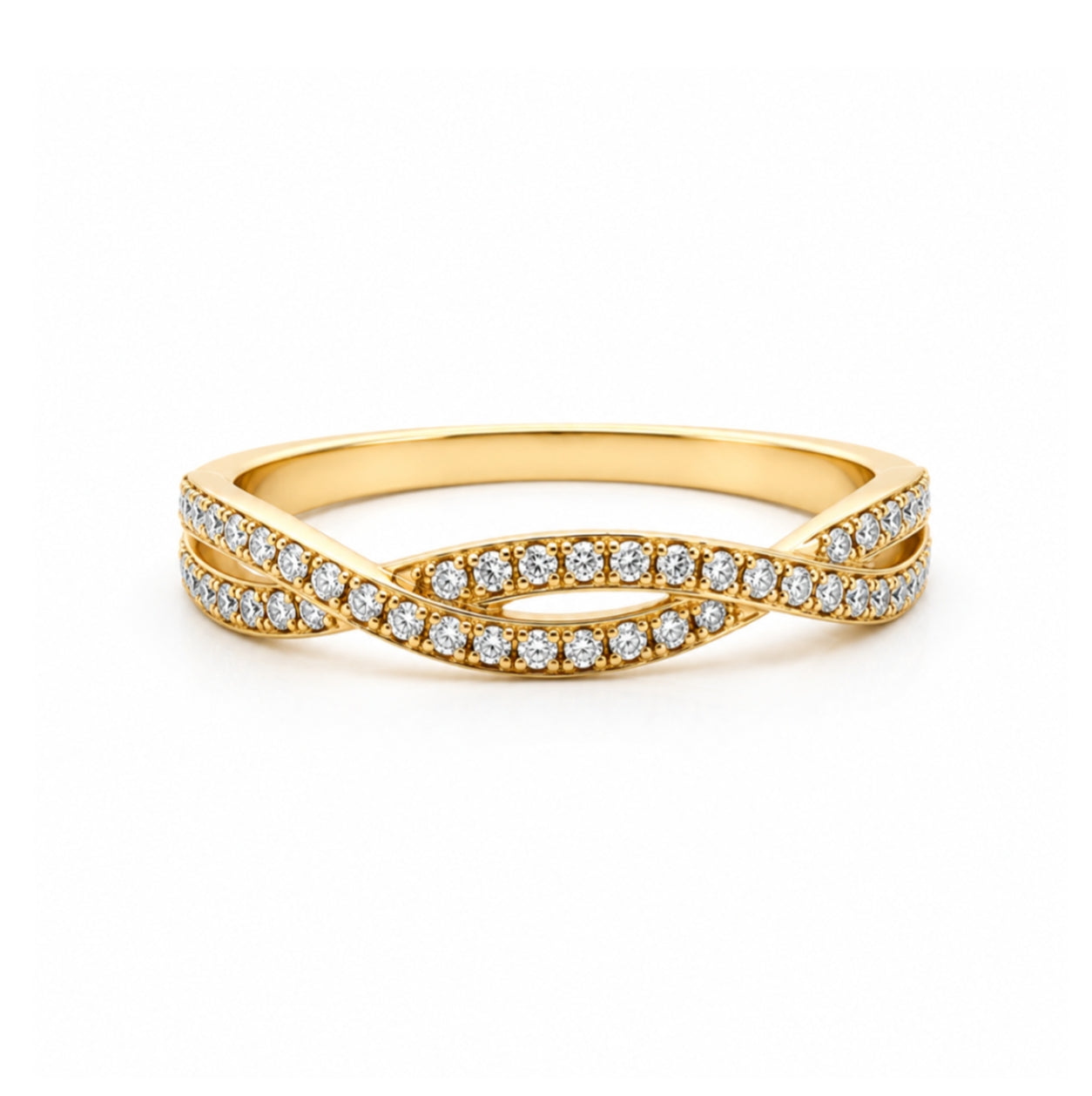 14K Yellow Gold Infinity Twist with Diamond BAND2308