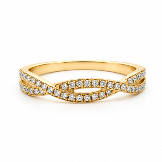 14K Yellow Gold Infinity Twist with Diamonds BAND2308