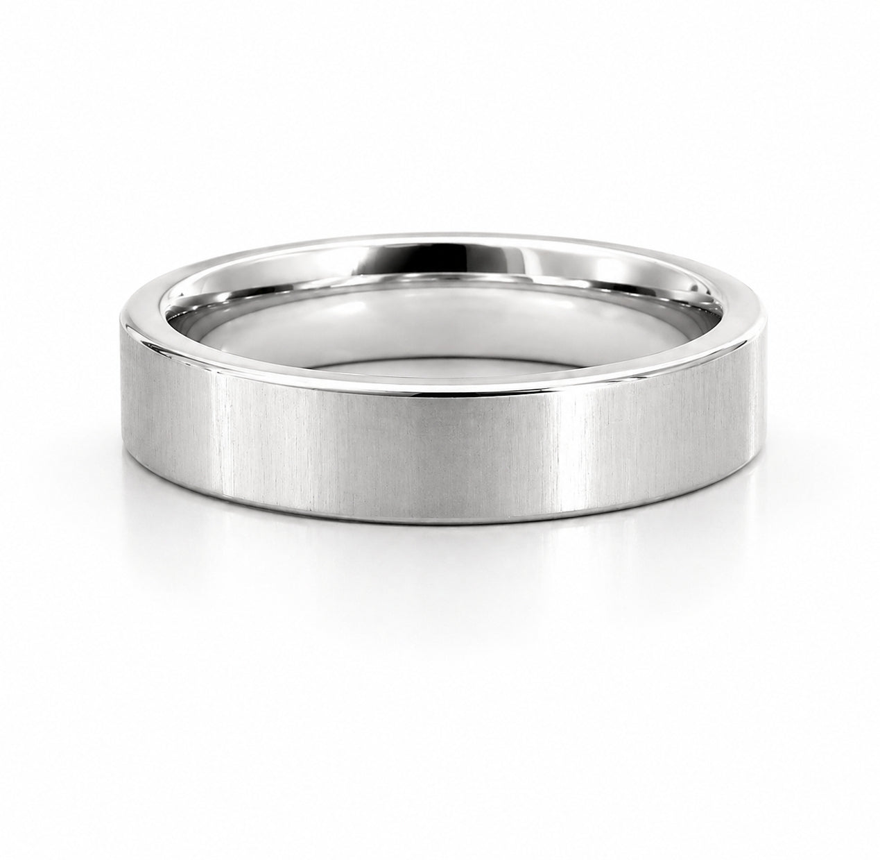4MM 14k White Gold Flat Comfort fit Plain Wedding BAND2402