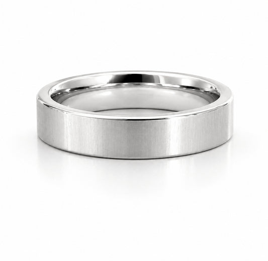 4MM 14k White Gold Flat Comfort fit Plain Wedding BAND2402