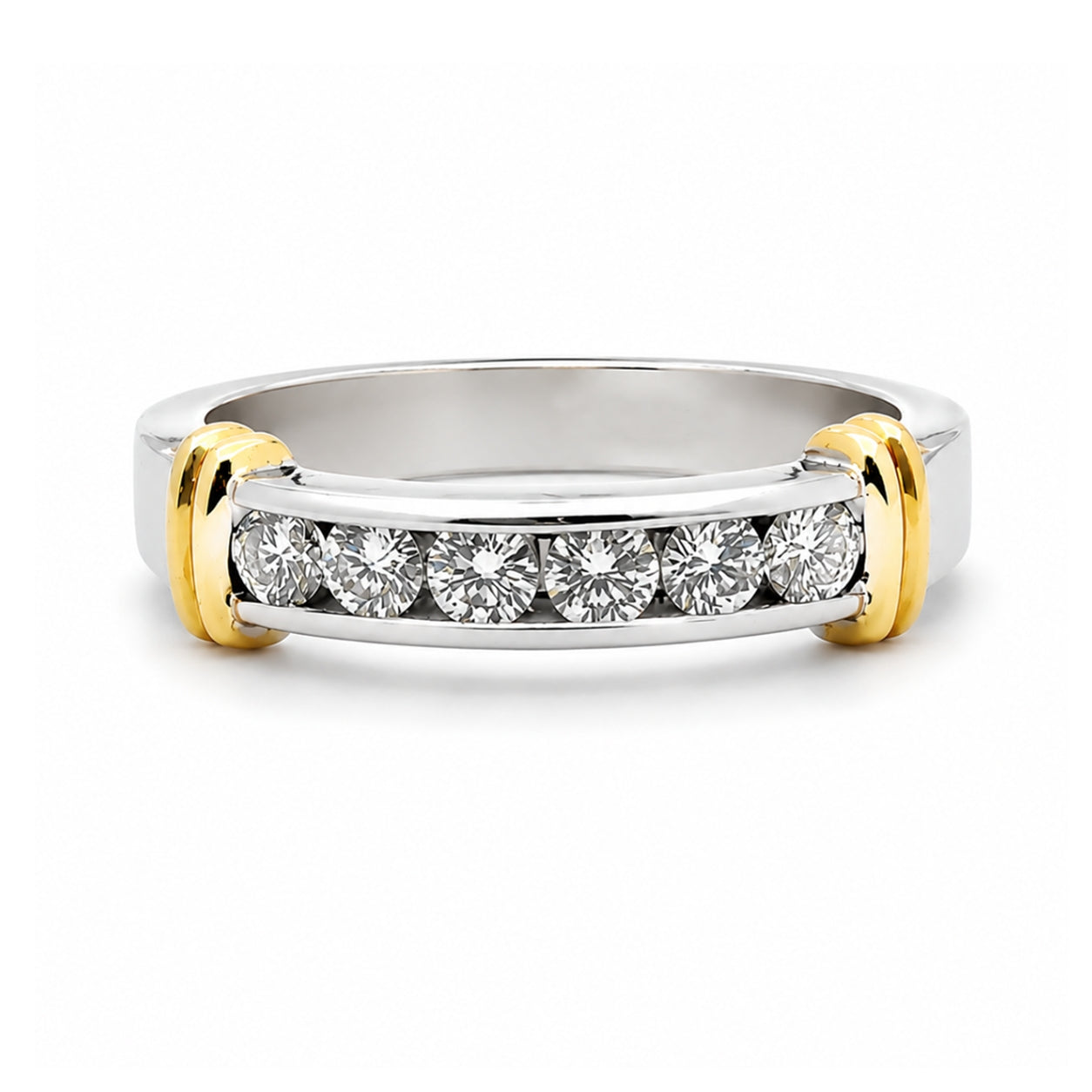 18K Two-Tone Gold Diamond 0.60CT Wedding BAND2442