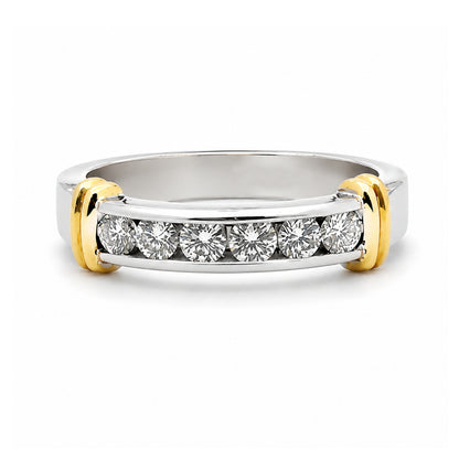 18K Two-Tone Gold Diamond 0.60CT Wedding BAND2442