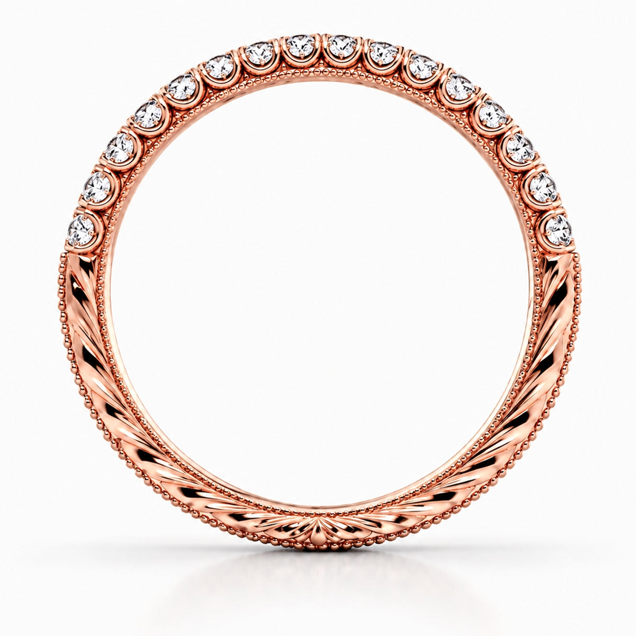 18K Rose Gold 2.5MM Engraved Wedding Band, BAND2480
