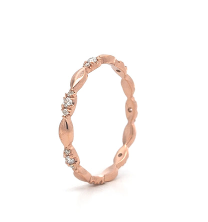 14K Rose Gold Diamond 0.22ct Wedding Band, Band2622