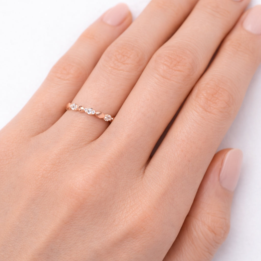 14K Rose Gold Diamond 0.22ct Wedding Band, Band2622