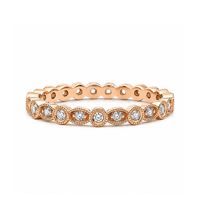 14K Rose Gold Milgrain Edges Diamond BAND2629