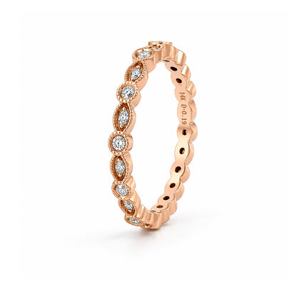 14K Rose Gold Milgrain Edges Diamond BAND2629