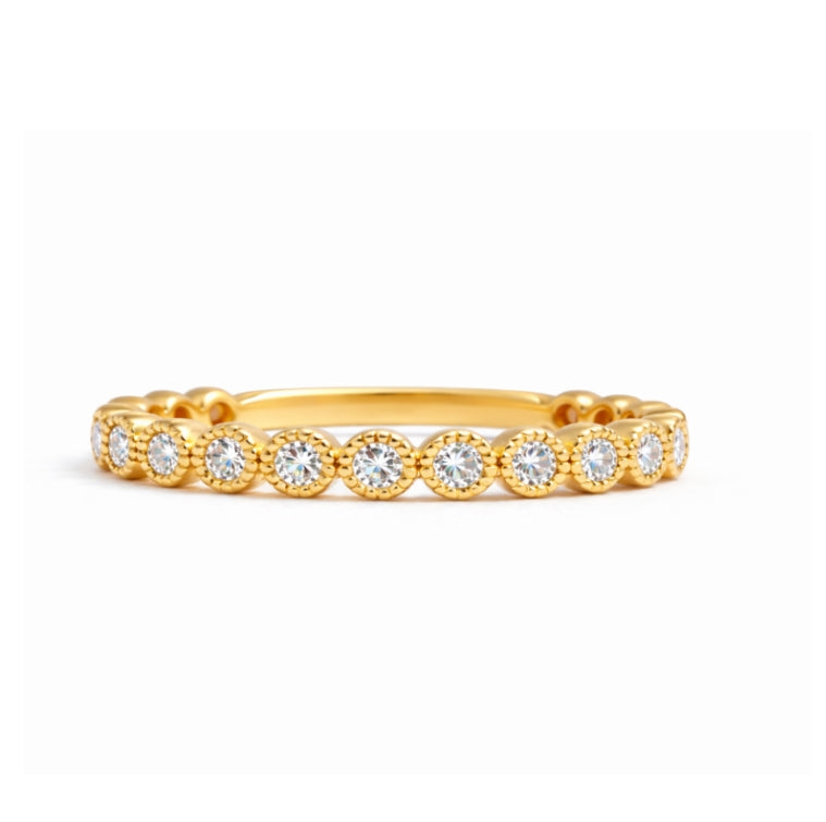 Bezel Diamond 0.45ct Band with Milgrain Edges, Band2636