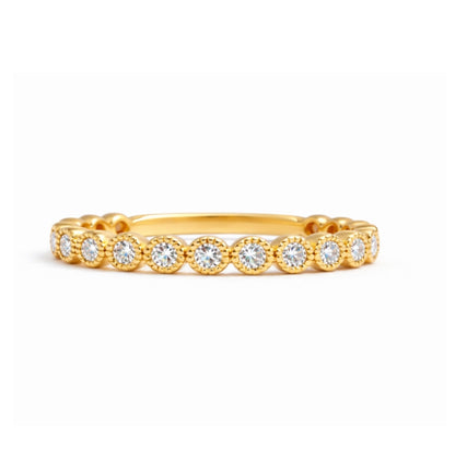 Bezel Diamond 0.45ct Band with Milgrain Edges, Band2636