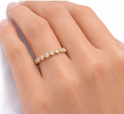 Bezel Diamond 0.45ct Band with Milgrain Edges, Band2636
