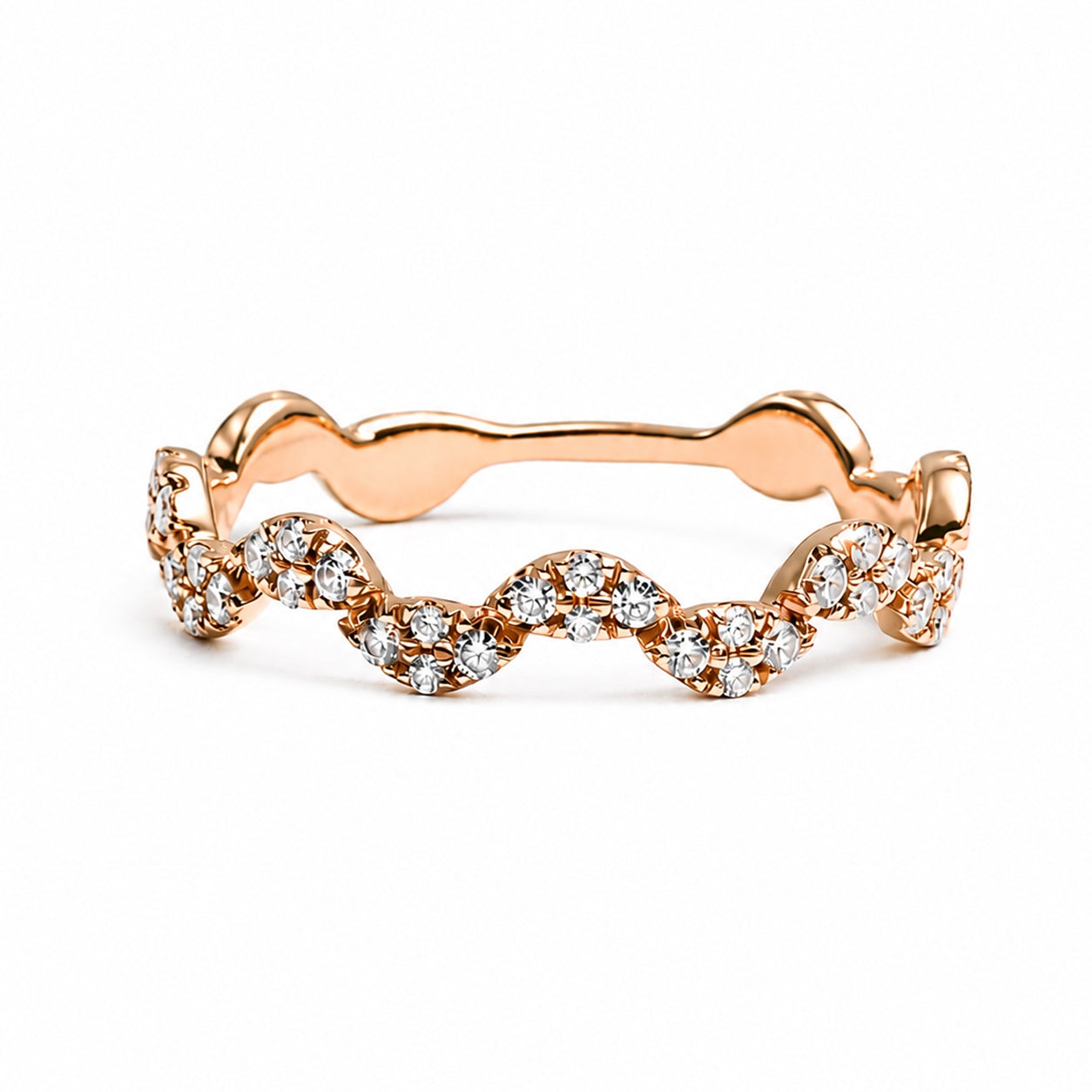 14K Rose Gold Wedding Band with Diamonds 0.22ct, BAND2643