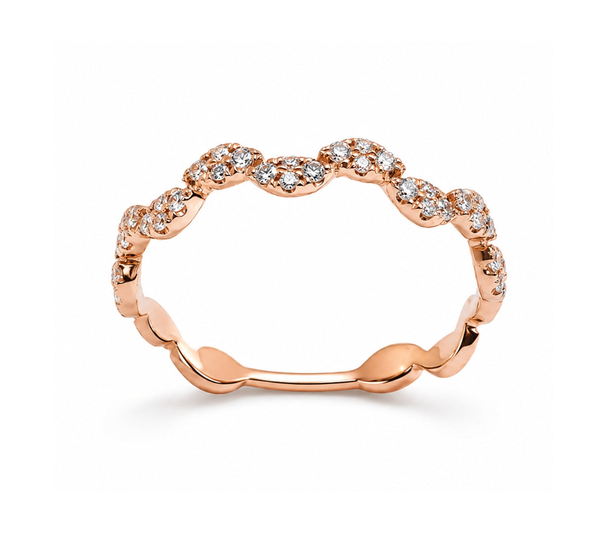 14K Rose Gold Wedding Band with Diamonds 0.22ct, BAND2643