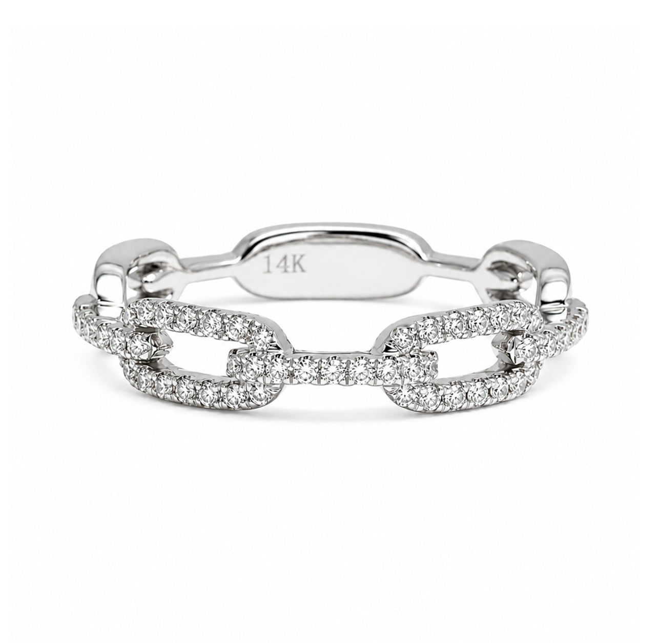 14K White Gold Modern Link-Style Diamond BAND2647