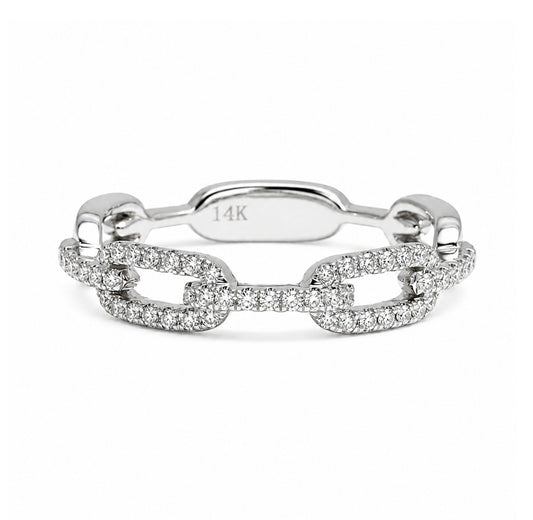 14K White Gold Modern Link-Style Diamond BAND2647