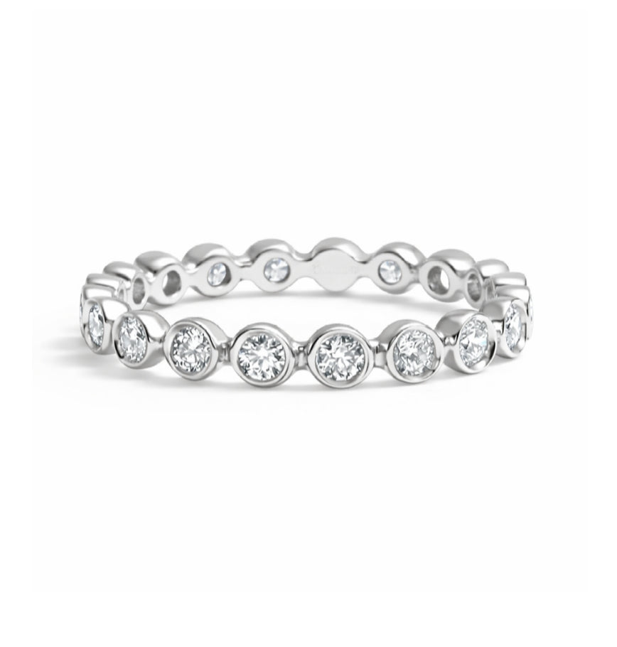 14K White Gold .50CT Round-Cut Diamond Bezel Eternity Band2649