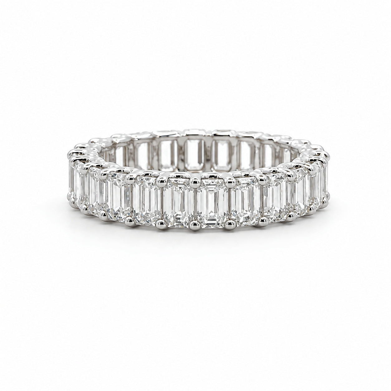 18K White Gold Eternity 4.30CT Lab-Grown Emerald-Cut Diamonds BAND2659LAB