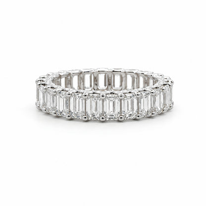 18K White Gold Eternity 4.30CT Lab-Grown Emerald-Cut Diamonds BAND2659LAB