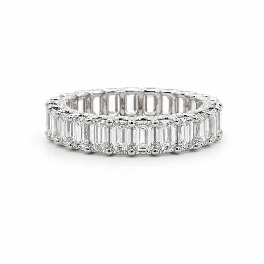18K White Gold Eternity 4.30CT Lab-Grown Emerald-Cut Diamonds BAND2659LAB
