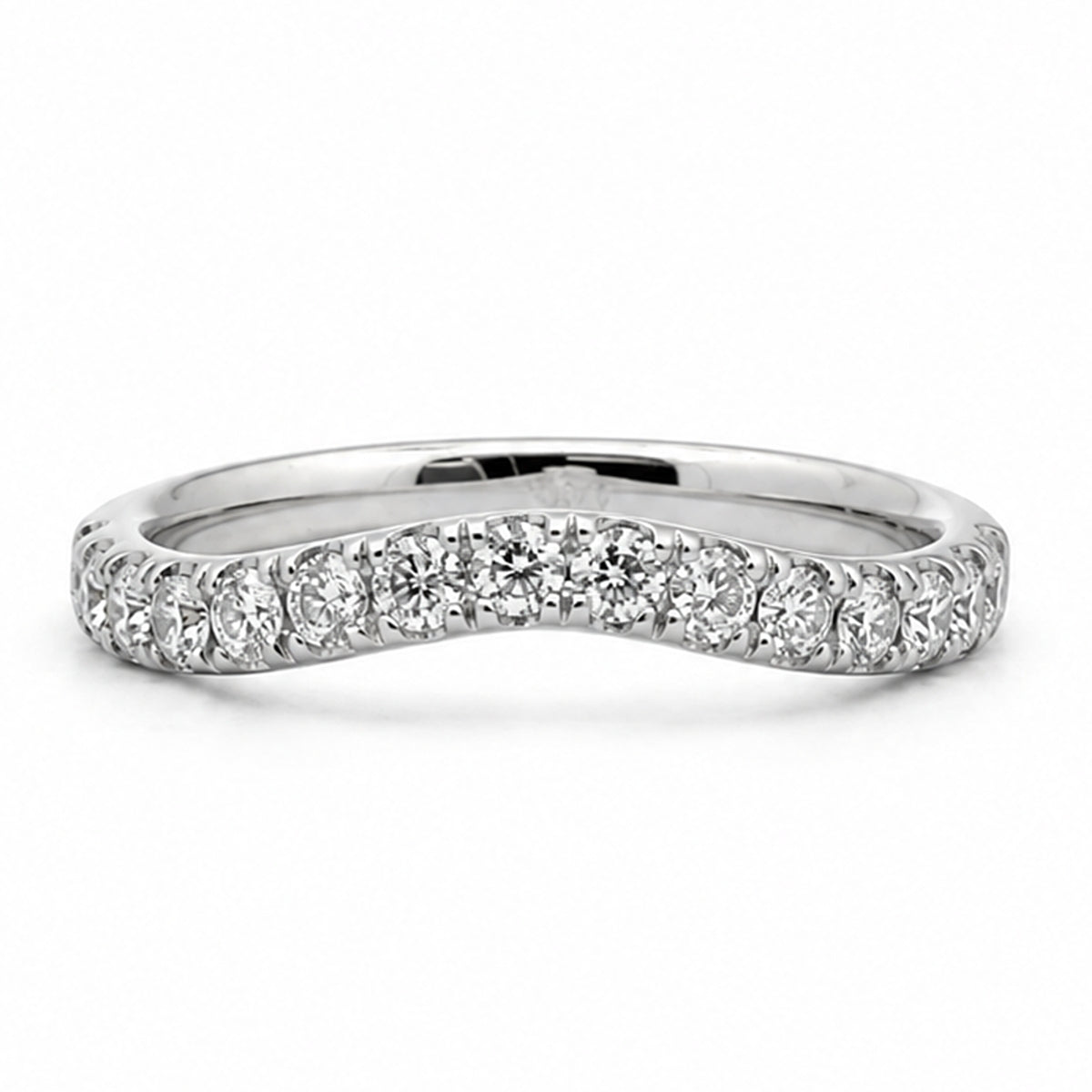 14K White Gold Curved Band with Round Diamonds 0.50CT BAND2775