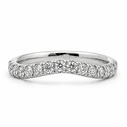 14K White Gold Curved Band with Round Diamonds 0.50CT BAND2775