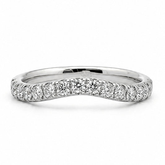14K White Gold Curved Band with Round Diamonds 0.50CT BAND2775