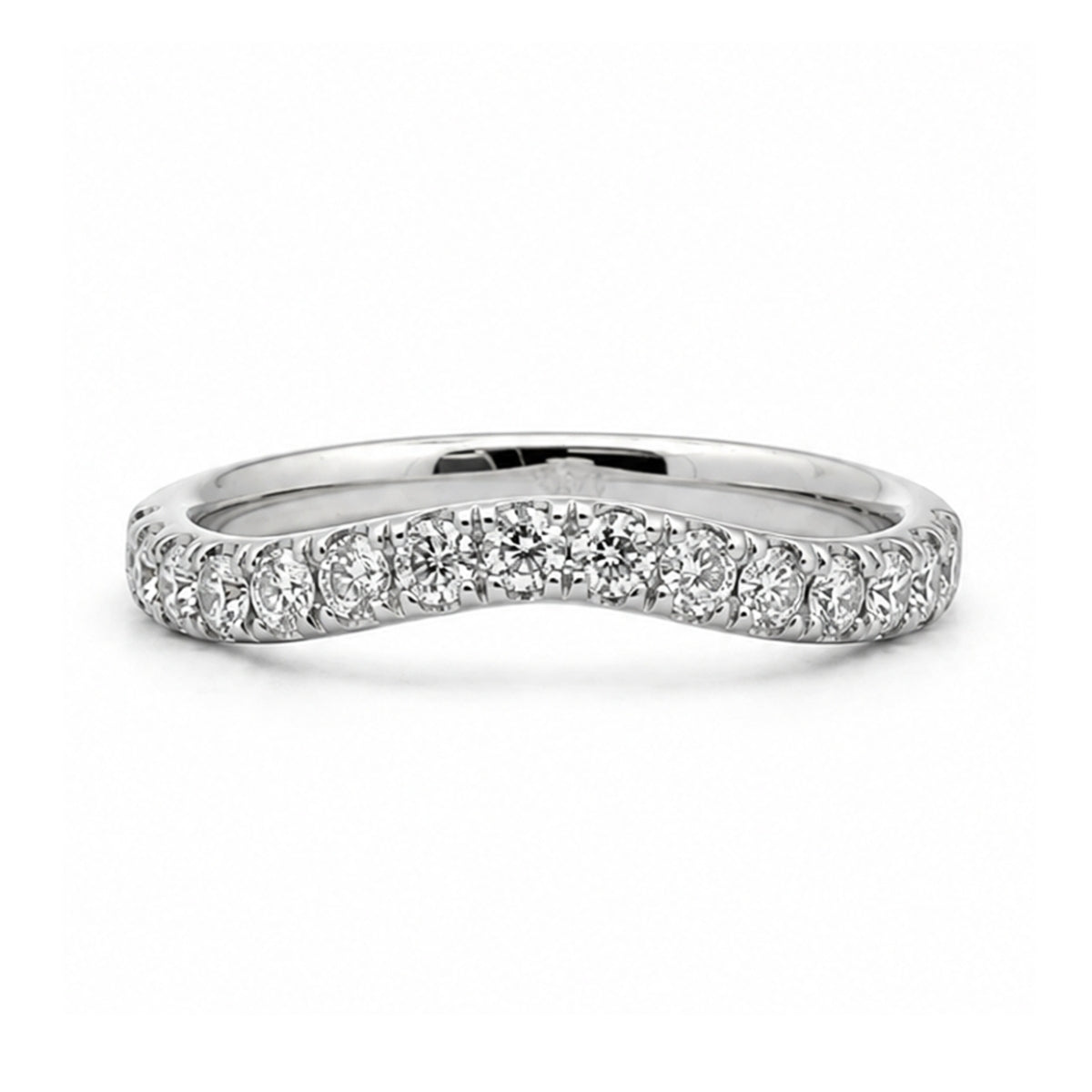 14K White Gold Curved Band with Round Diamonds 0.50CT BAND2775