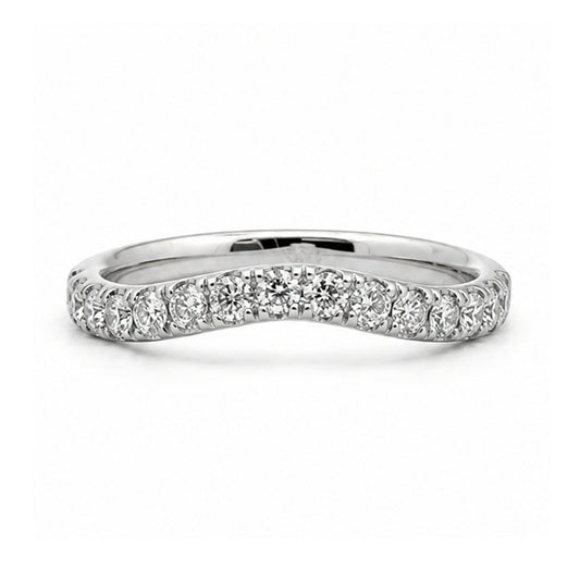 14K White Gold Curved Band with Round Diamonds 0.50CT BAND2775