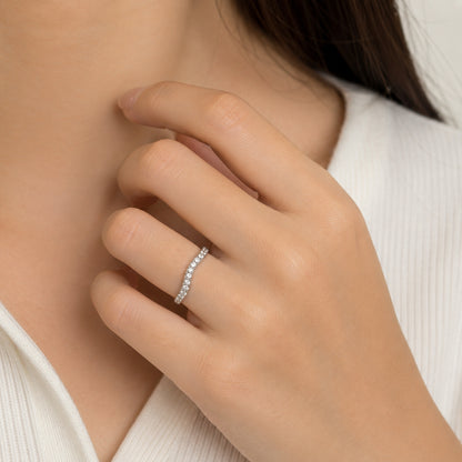 14K White Gold Curved Band with Round Diamonds 0.50CT BAND2775