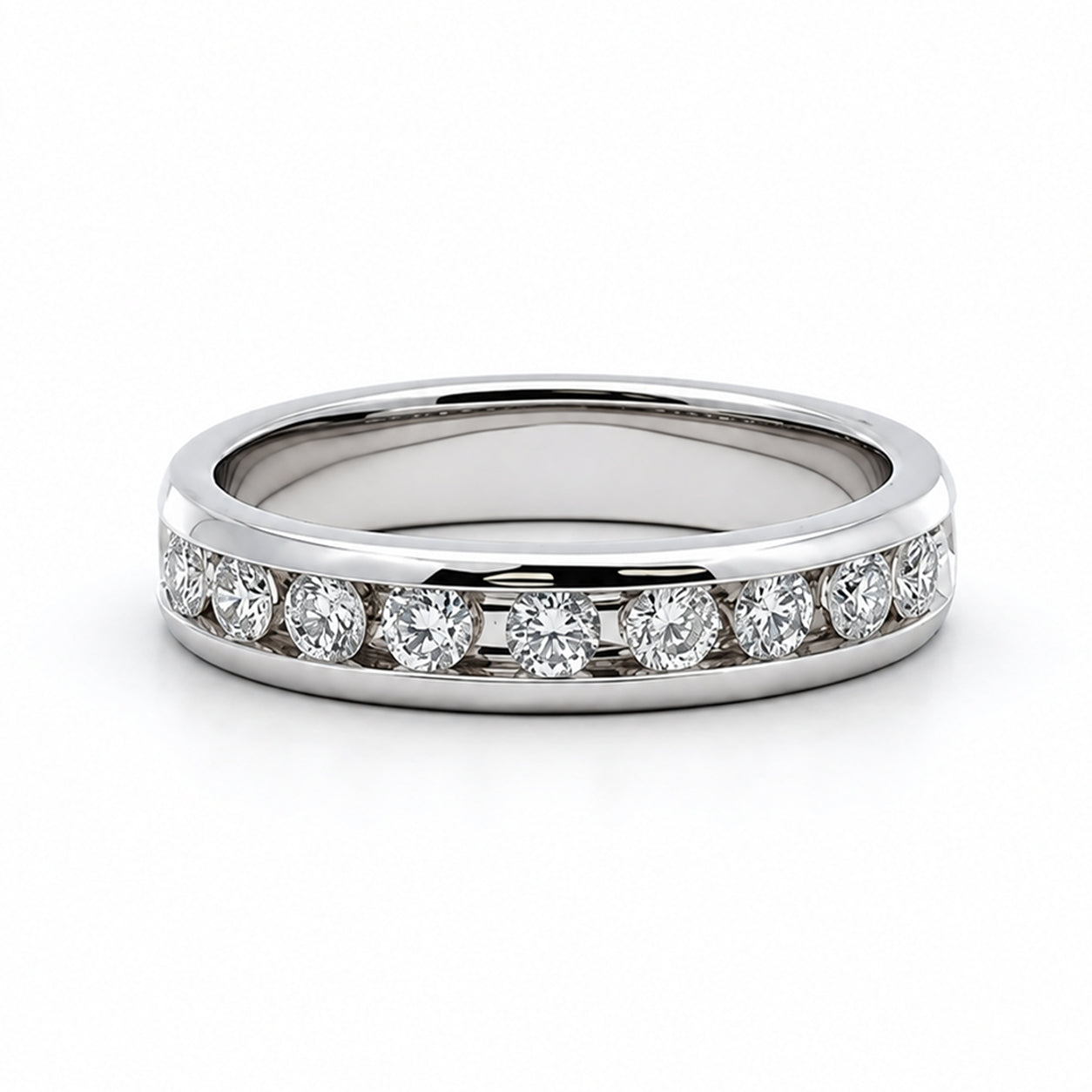 18K White Gold Channel-Set Diamond Wedding BAND2780
