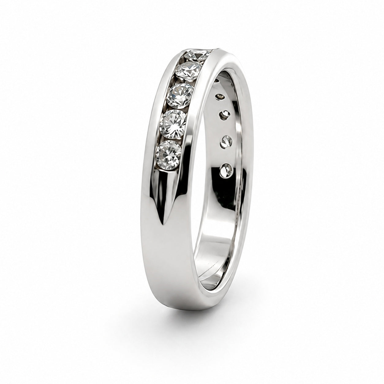 18K White Gold Channel-Set Diamond Wedding BAND2780