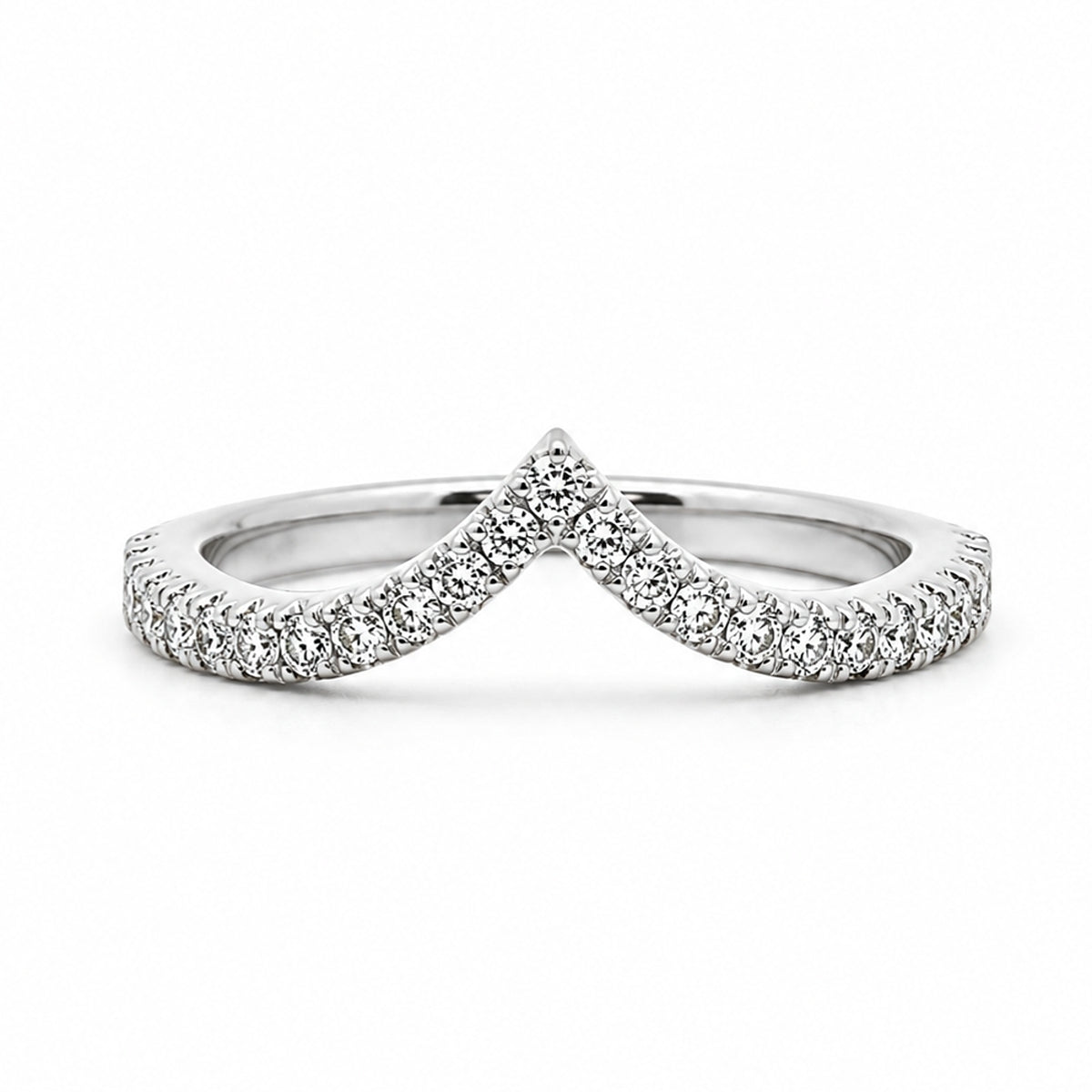 14K White Gold Curved Band 1.8MM with Diamonds 0.32CT, BAND2800