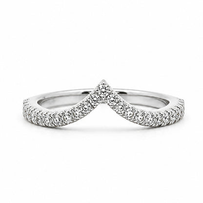 14K White Gold Curved Band 1.8MM with Diamonds 0.32CT, BAND2800