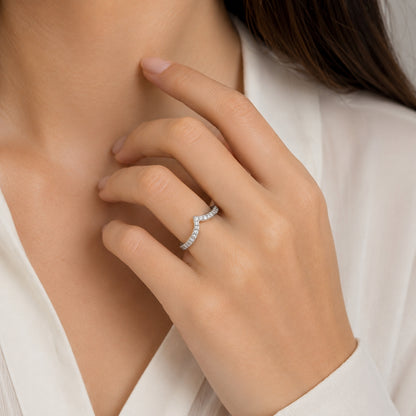 14K White Gold Curved Band 1.8MM with Diamonds 0.32CT, BAND2800