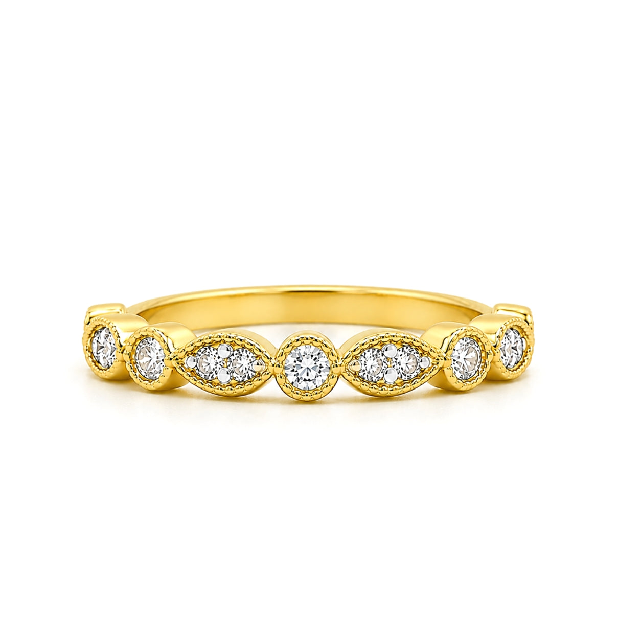 14K Yellow Gold Vintage-Inspired Diamond BAND2818