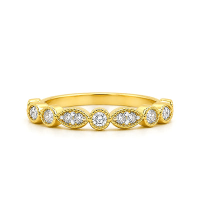 14K Yellow Gold Vintage-Inspired Diamond BAND2818