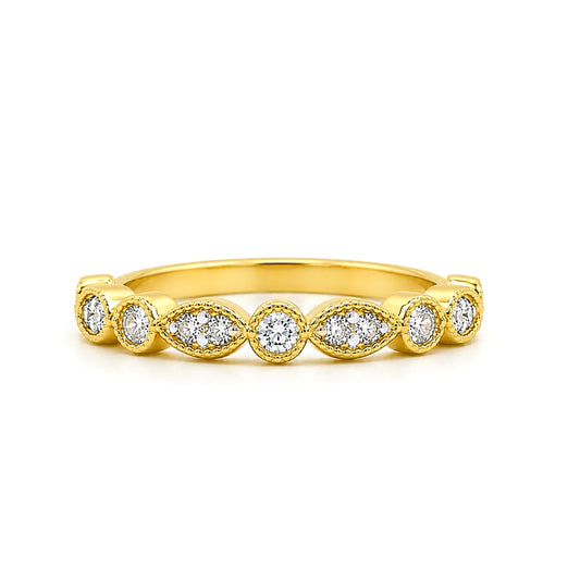 14K Yellow Gold Vintage-Inspired Diamond BAND2818