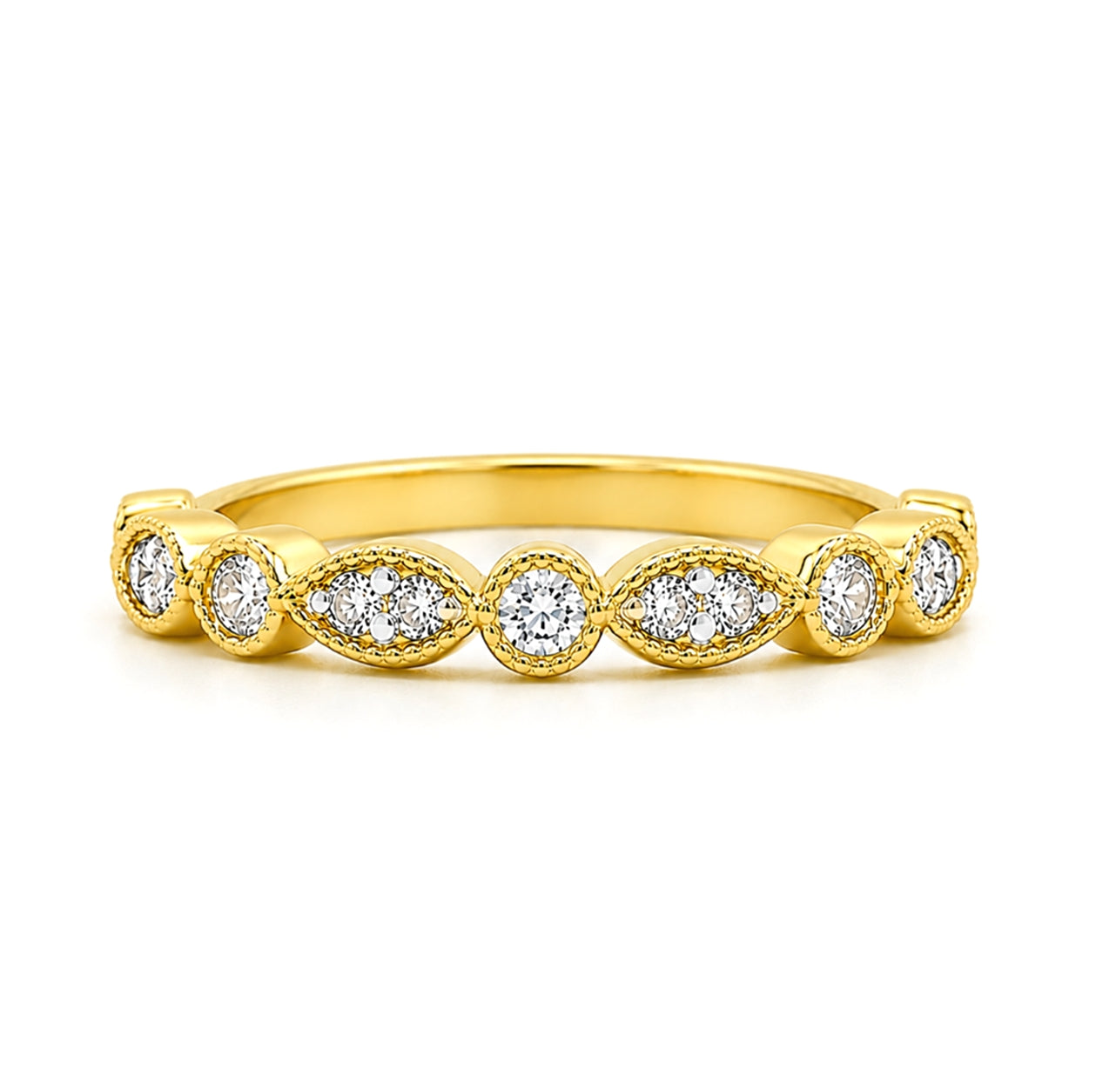 14K Yellow Gold Vintage-Inspired Diamond BAND2818