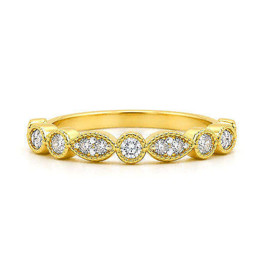 14K Yellow Gold Vintage-Inspired Diamond BAND2818