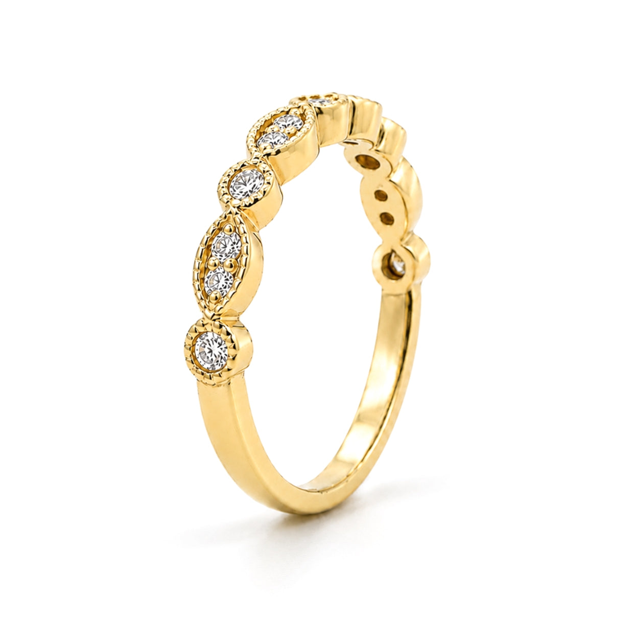 14K Yellow Gold Vintage-Inspired Diamond BAND2818