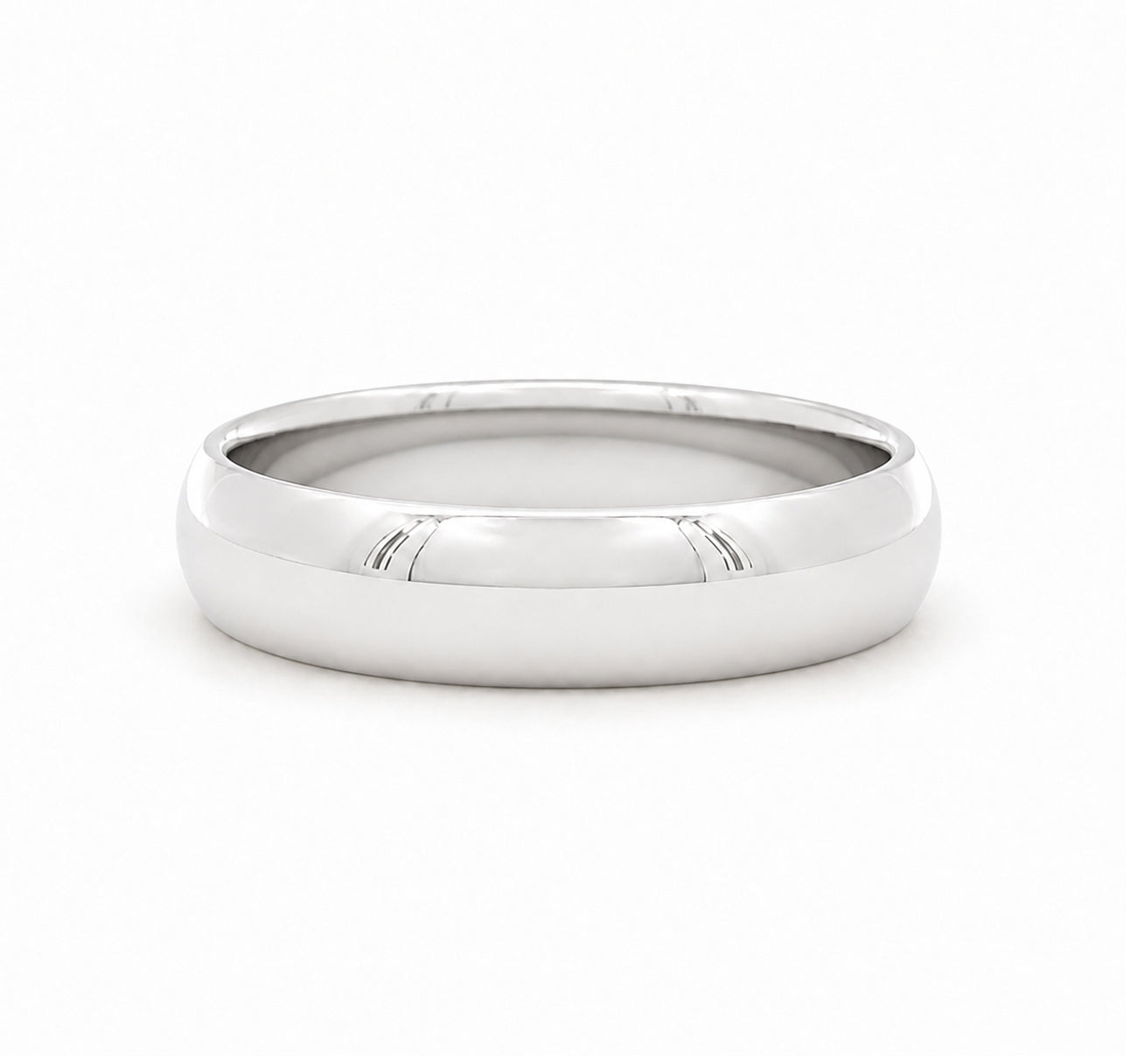 5MM 14K White Gold Dome Plain Wedding BAND2914
