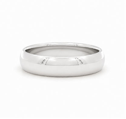 5MM 14K White Gold Dome Plain Wedding BAND2914