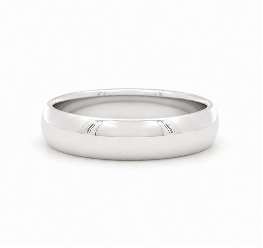 5MM 14K White Gold Dome Plain Wedding BAND2914