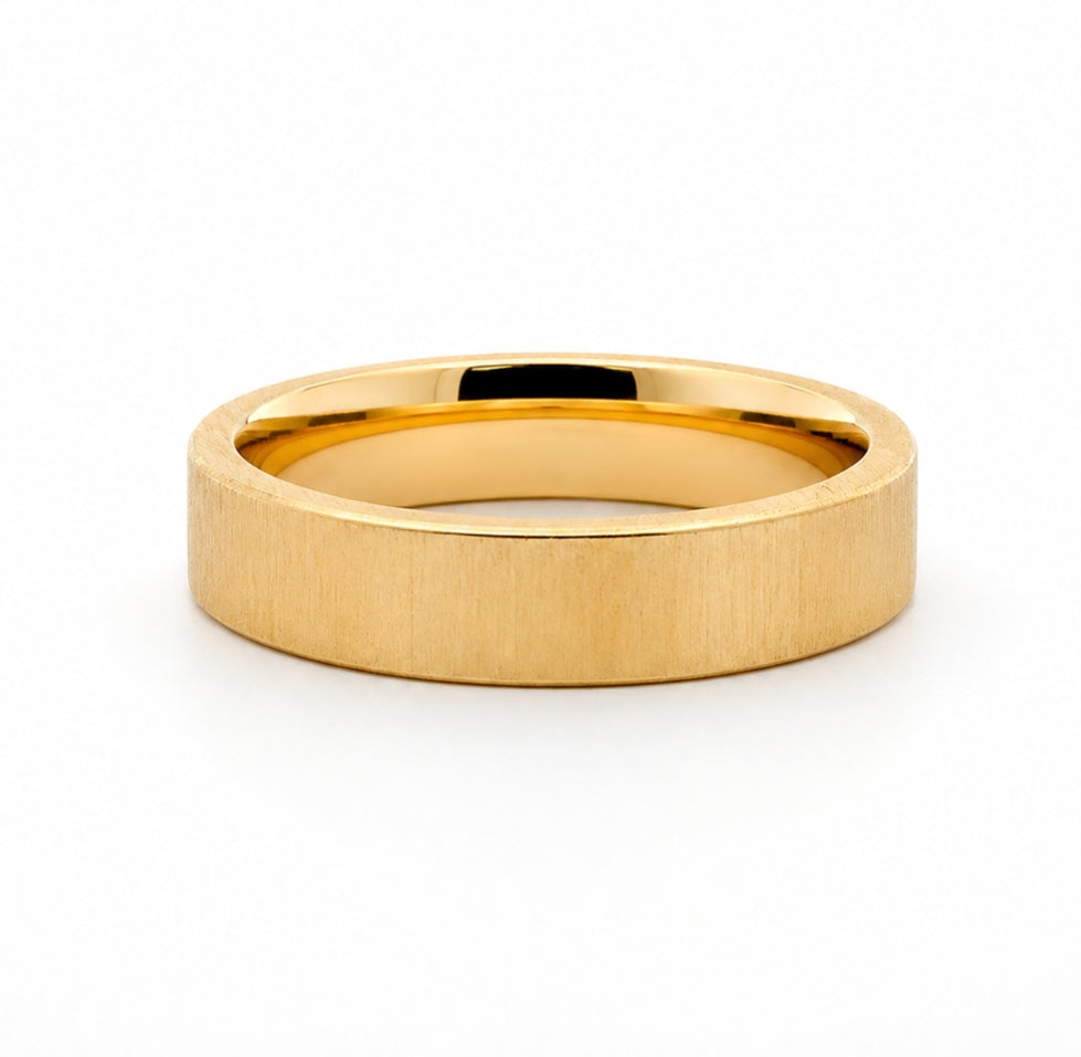5MM 14K Yellow Gold Matte Finish Wedding BAND2923