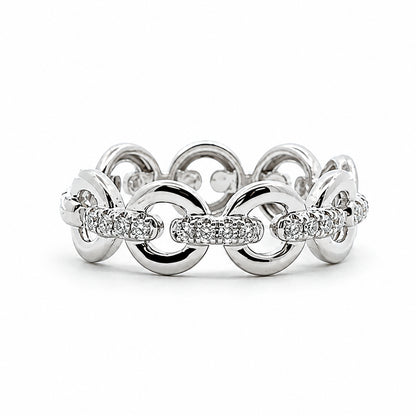 14K White Gold Modern Link-Style Diamond BAND2941