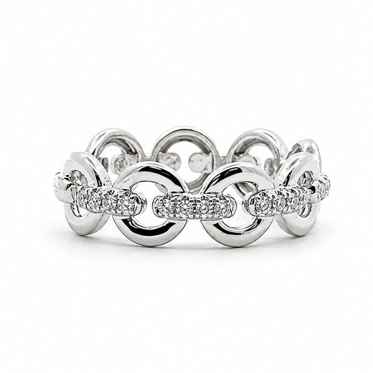 14K White Gold Modern Link-Style Diamond BAND2941
