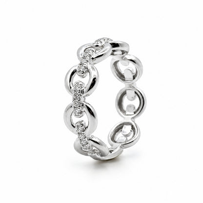14K White Gold Modern Link-Style Diamond BAND2941