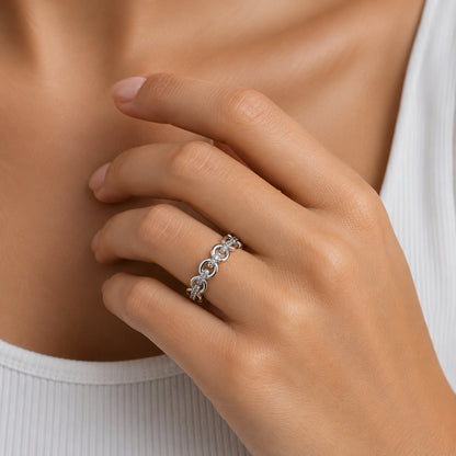 14K White Gold Modern Link-Style Diamond BAND2941