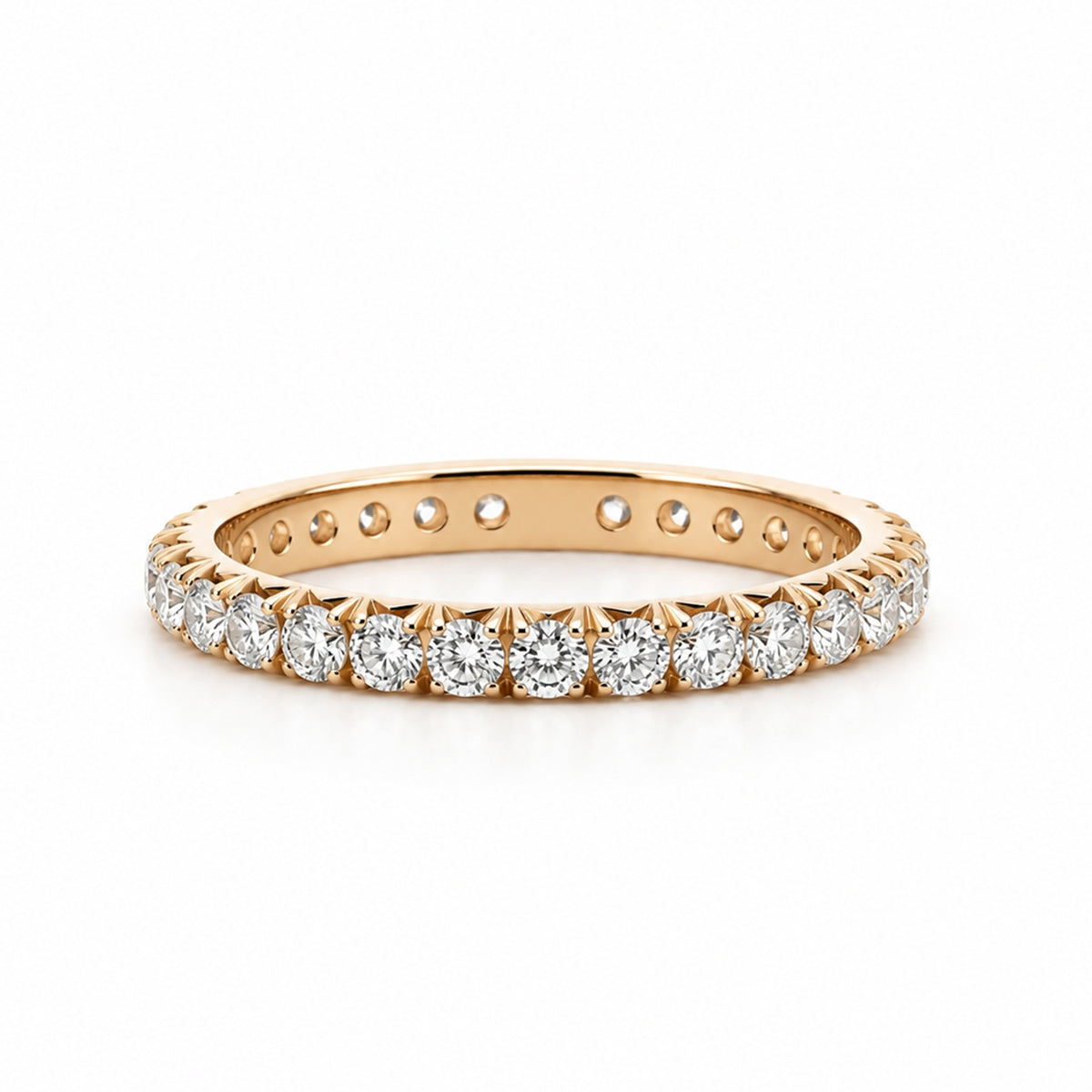 14K Yellow Gold .90CT French Pave' 1.5MM Eternity Wedding Band2944
