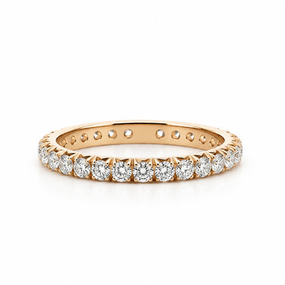 14K Yellow Gold .90CT French Pave' 1.5MM Eternity Wedding Band2944
