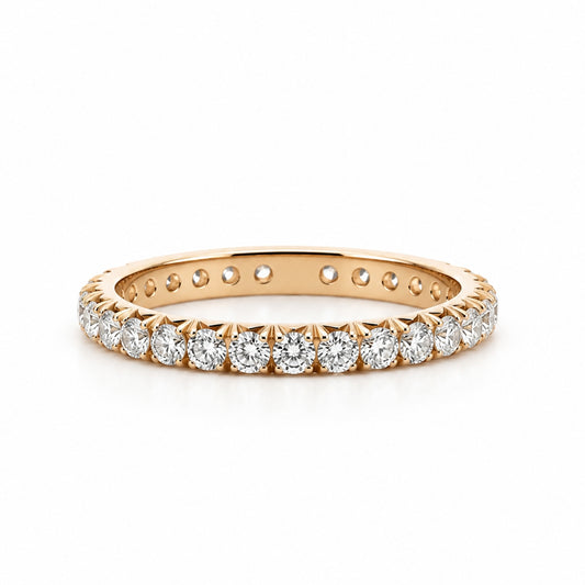 14K Yellow Gold .90CT French Pave' 1.5MM Eternity Wedding Band2944